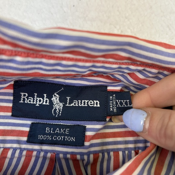 Ralph Lauren Shirt Mens XXL Striped Button-Up Collared Long Sleeve Classic - Picture 4 of 15